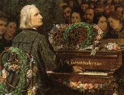 george bernard shaw franz liszt playing a piano built by ludwig bose. oil painting on canvas